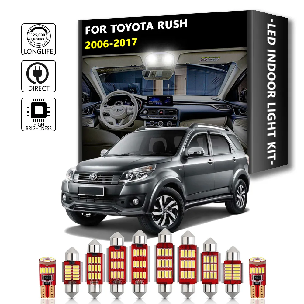 

9Pcs Canbus For Toyota Rush F700 2006 2007 2008 2009 2010-2017 LED Bulbs Interior Reading Dome Trunk Light Kit Car Accessories
