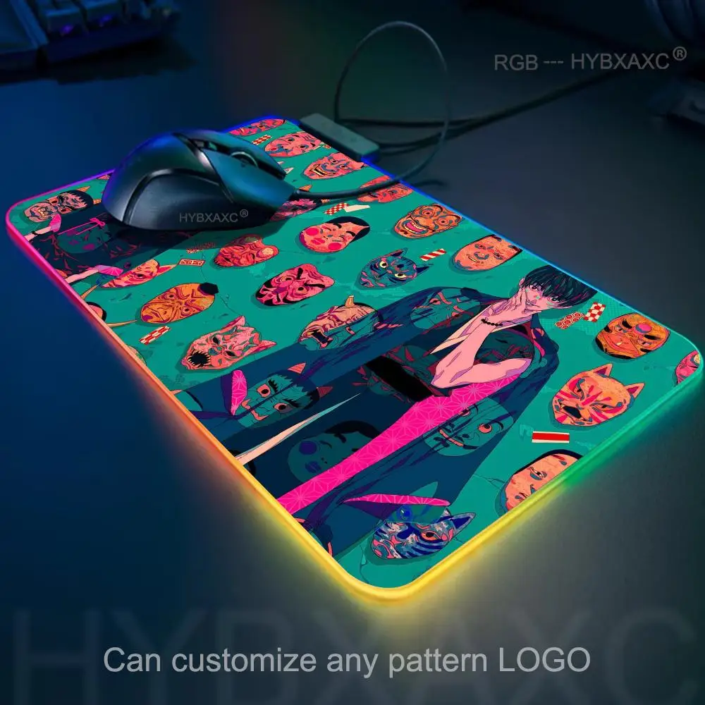 katana Girl Mouse Pad RGB Gaming Mouse Pad Desk Mat HD Gamer Large LED Light XXL MousePads PC Computer Carpet