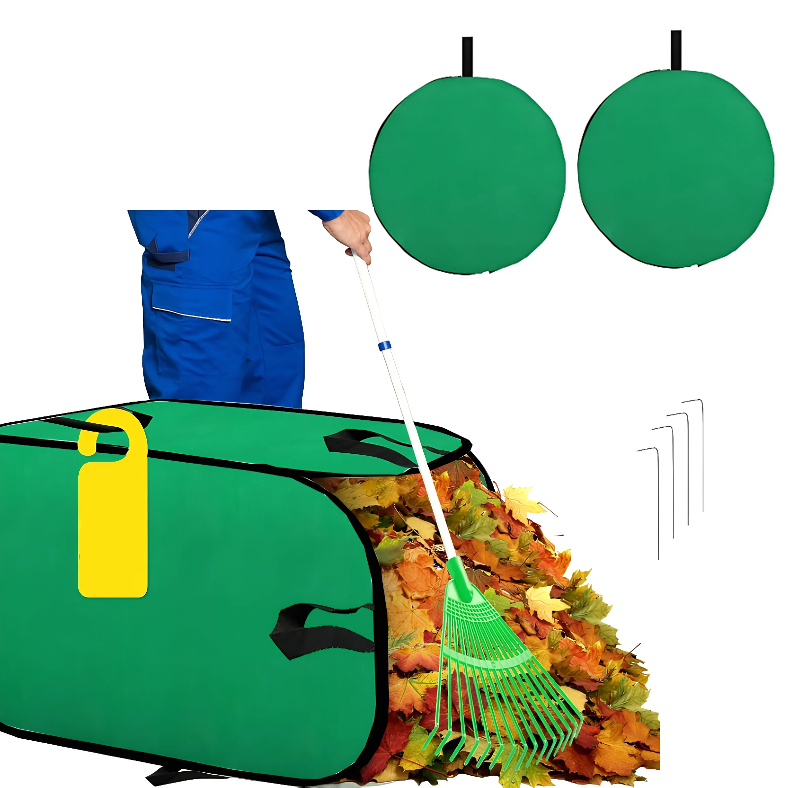 잎 수집 가방 먼지받이 대형 정원용 낙엽 수집 가방 재사용 가능한 쓰레기 수거 파우치 손잡이 포함 접이식 쓰레기통