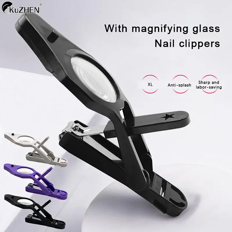 Nail Clipper With LED Magnifying Glass For The Elderly Practical Anti-splash Stainless Steel Toenail Fingernail Trimmer Clipper