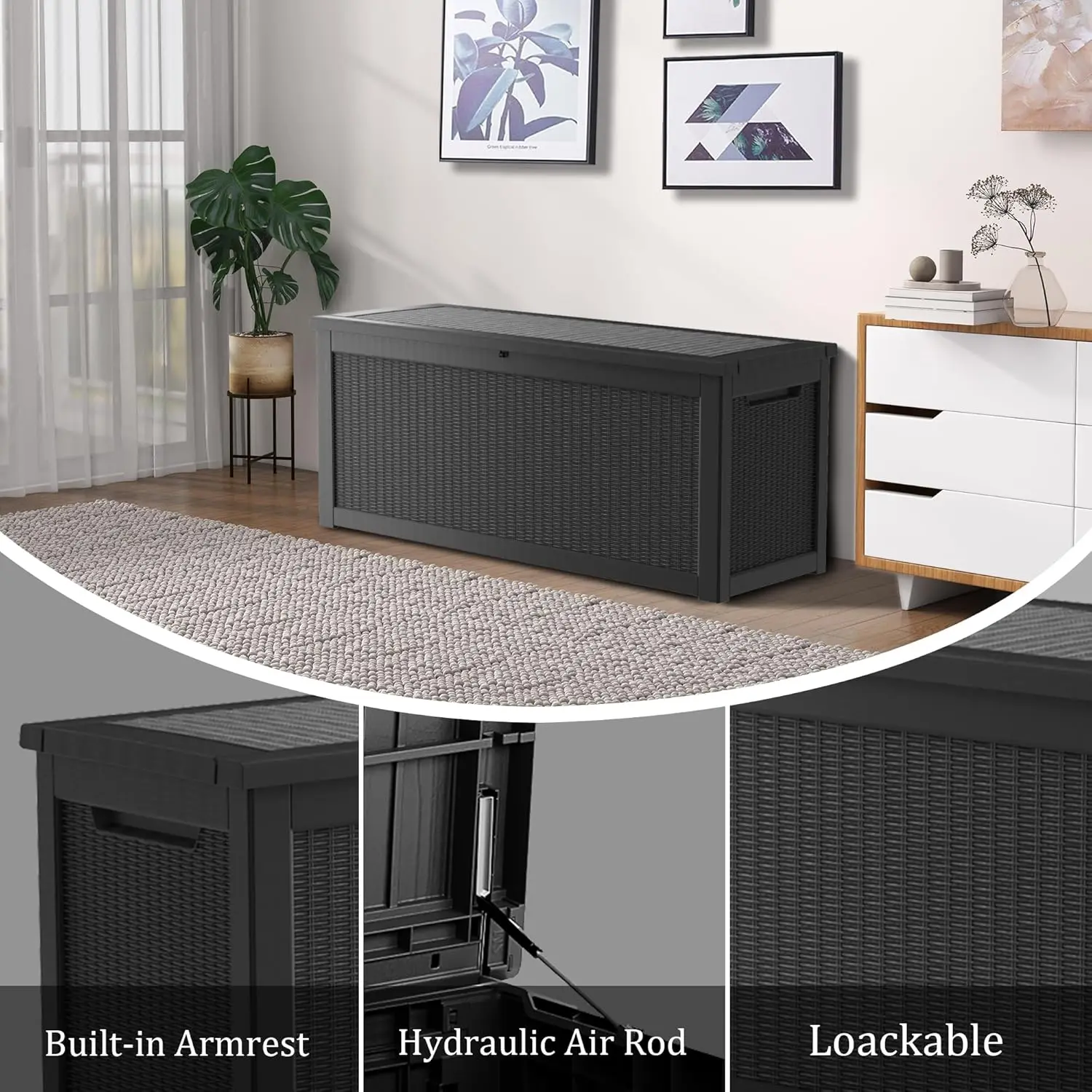 

Hot Sale 320 Gallon Lockable Resin Deck Box, Waterproof & UV-Resistant Outdoor Storage Box for Outdoor Cushion Storage, Garden T