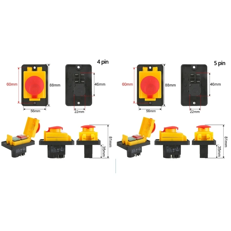 Convenient Electromagnetic Button 4/5 Pin Push Button Protective Electromagnetic Button Microtome Switches for Industry
