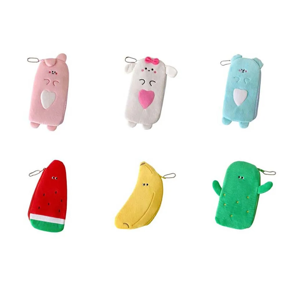 Plush Cartoon Storage Bag Watermelon Banana Desktop Storage Fruit Pencil Pouch Animal Bear Bunny Ins Style