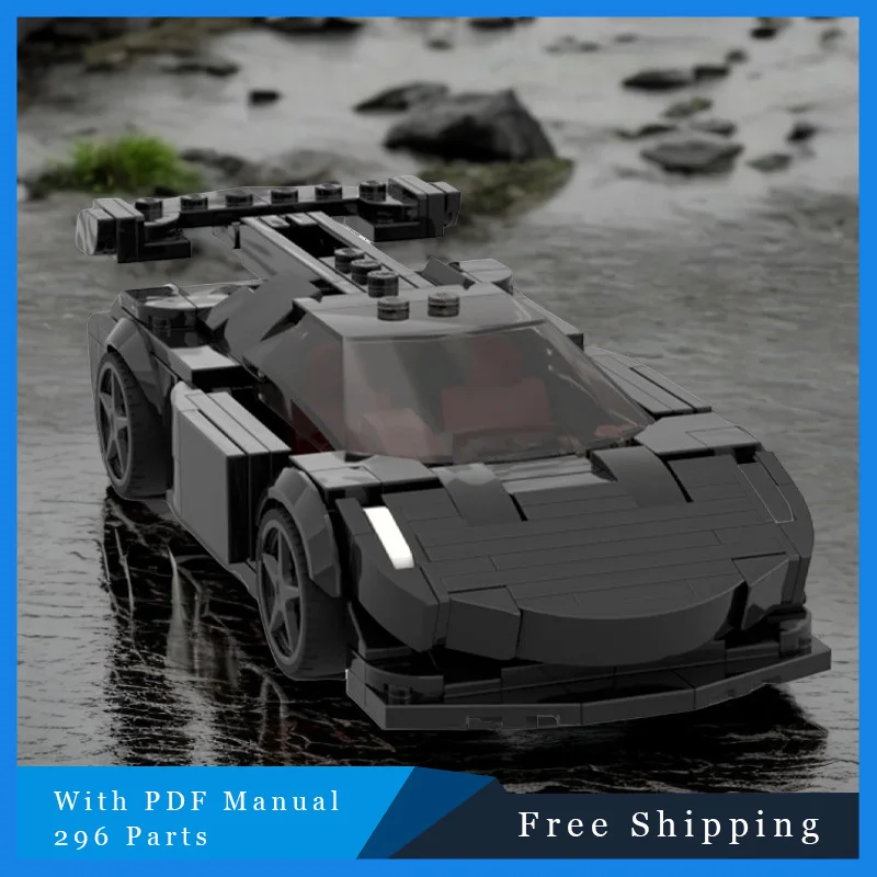 

296 шт., городской черный крутой скутер, скоростной спортивный автомобиль MOC, модель строительного блока, обучающая детская собранная игрушка «сделай сам», подарки на день рождения