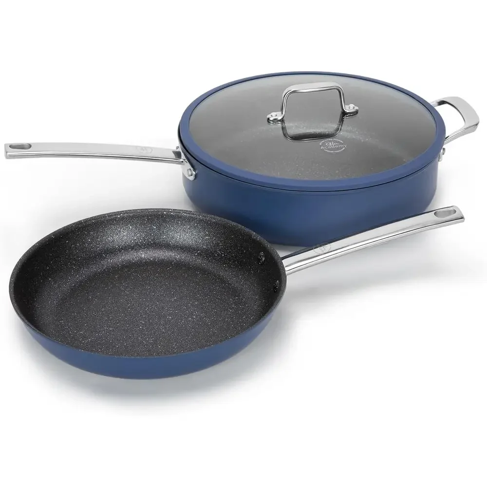 3-Piece Titanium Nonstick Frying Pan Set with Induction 10 Skillet and 11.8/6QT Saute Pan, Stainless Steel Handle, Oven Safe