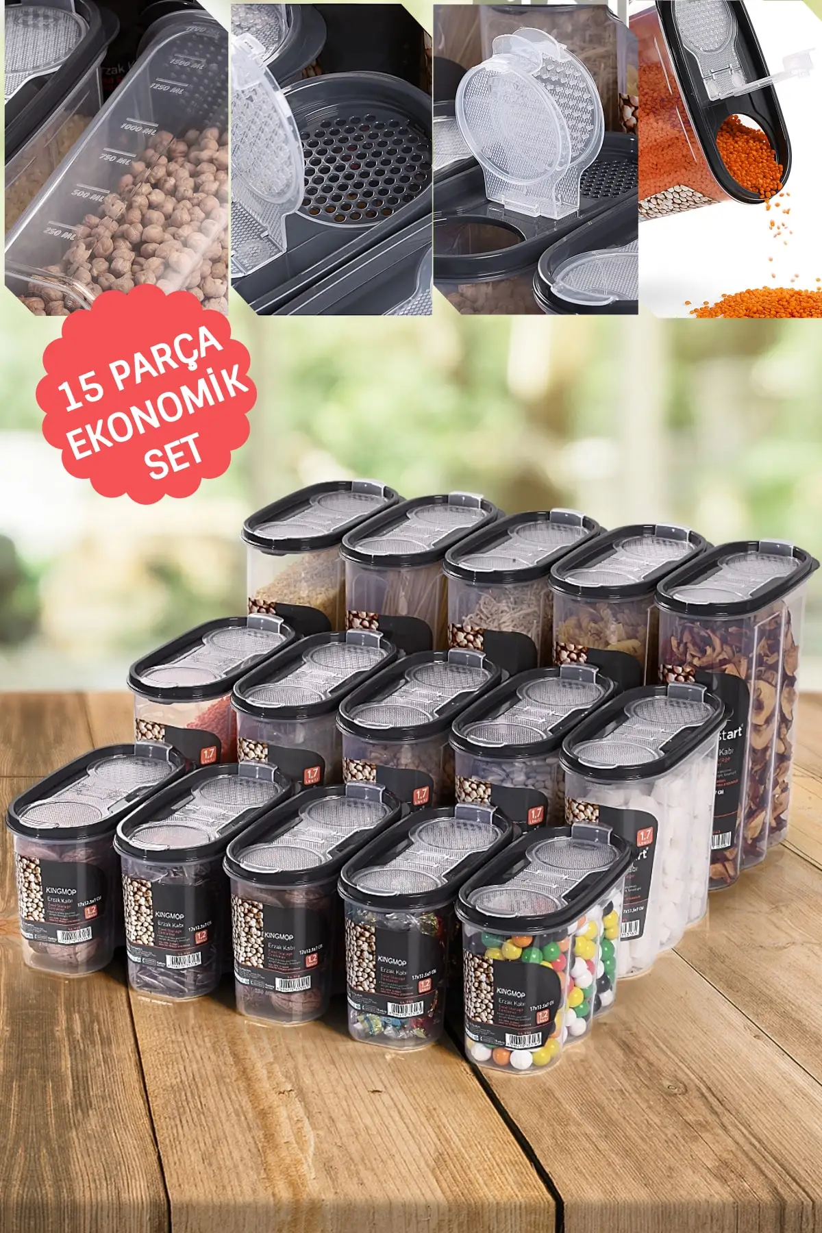 

15 Pcs. Leakproof Lid Food Storage Container Set 5 1200 Mm, 1700 Ml, 2400 Ml useful and stylish design trend product