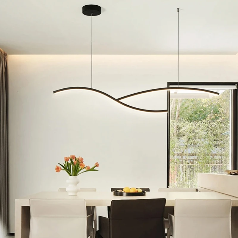 

Nordic Led Pendant Lamp Hyperbolic Aluminium Chandelier for Bedroom Dining Living Room Office Art Dimmable Hanging Light Fixture