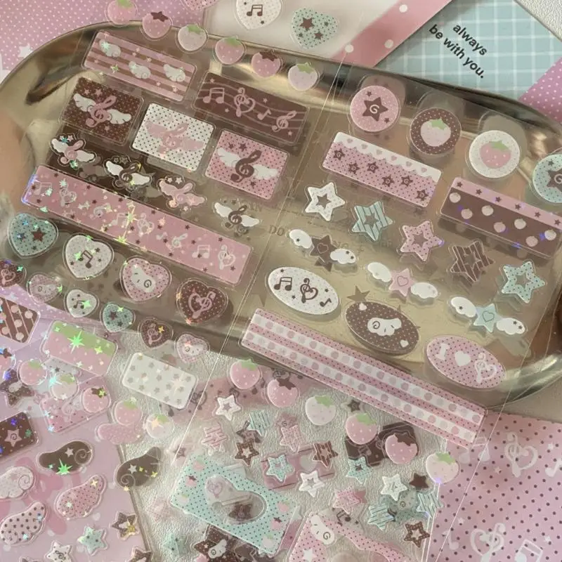 Strawberries Musical Note Temed Sticker for Craft Telephone Case Journal Laptop D2RC