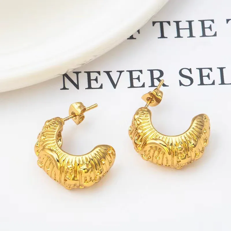 

Titanium steel ear studs for women do not fade. Simple and high-end style, cold style earrings with a metallic feel