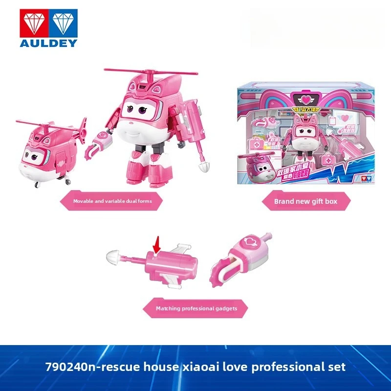 AULDEY Super Wings Big Transformation Robot Set de carrière – Pack Princesse Sasha et Shérif – Jouet figurine pour enfants