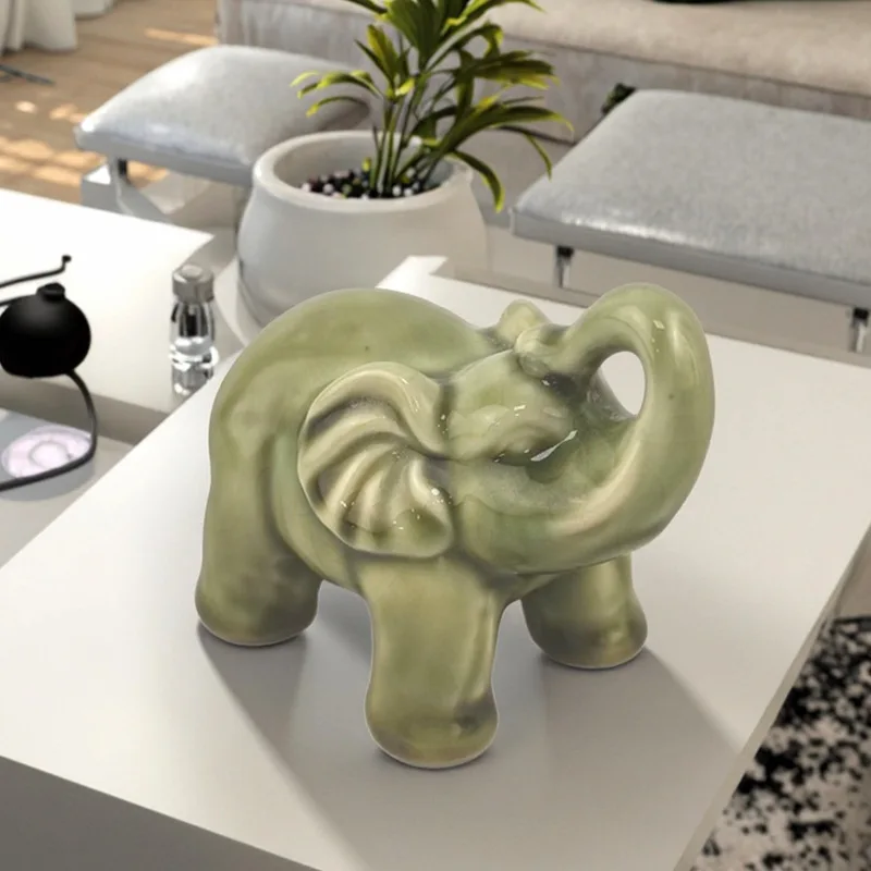 

Ceramic medium-temperature mini elephant desktop niche decoration