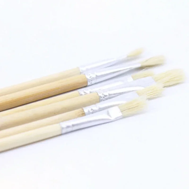 

bristle wooden brush flat head single water color brush gouache oil paint brush Paintbrush Art Supplies Stationery