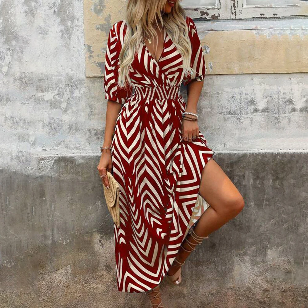 فستان نسائي طويل مقاس كبير 2025 فساتين بوهيمية للشاطئ صيفية ملابس نسائية كبيرة الحجم تنورة ماكسي أنيقة ومثيرة على الموضة الكورية #2