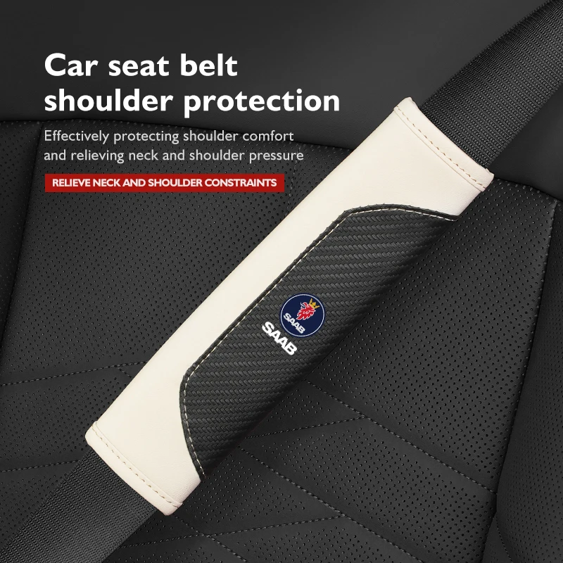 Car Seat Belt Cover Shoulder Pad Leather Shoulder Strap Pad For SAAB 9-3 9-5 93 9000 900 9-7 600 99 9-X 97X Turbo X