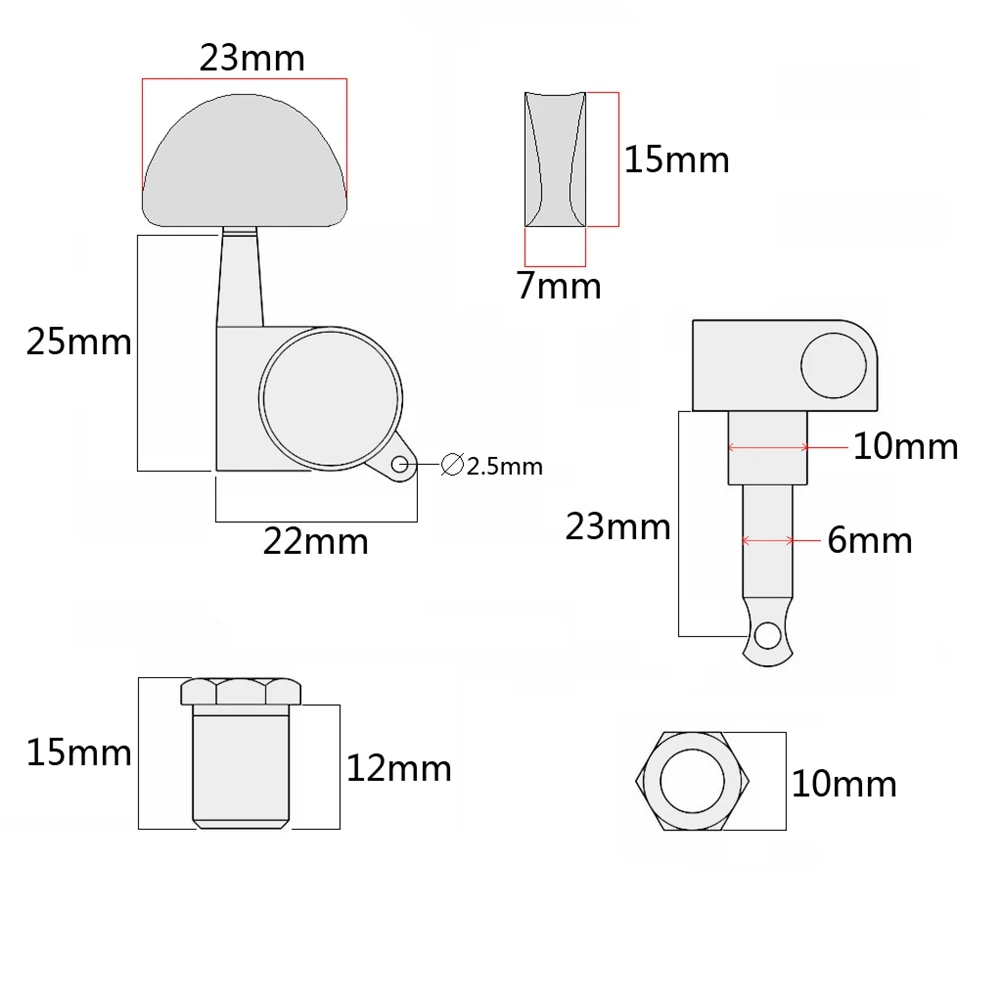 

6 pcs Electric Guitar Accessories Sealed Heads Left Right Tuning Pegs Keys Acoustic Electric Guitars Parts
