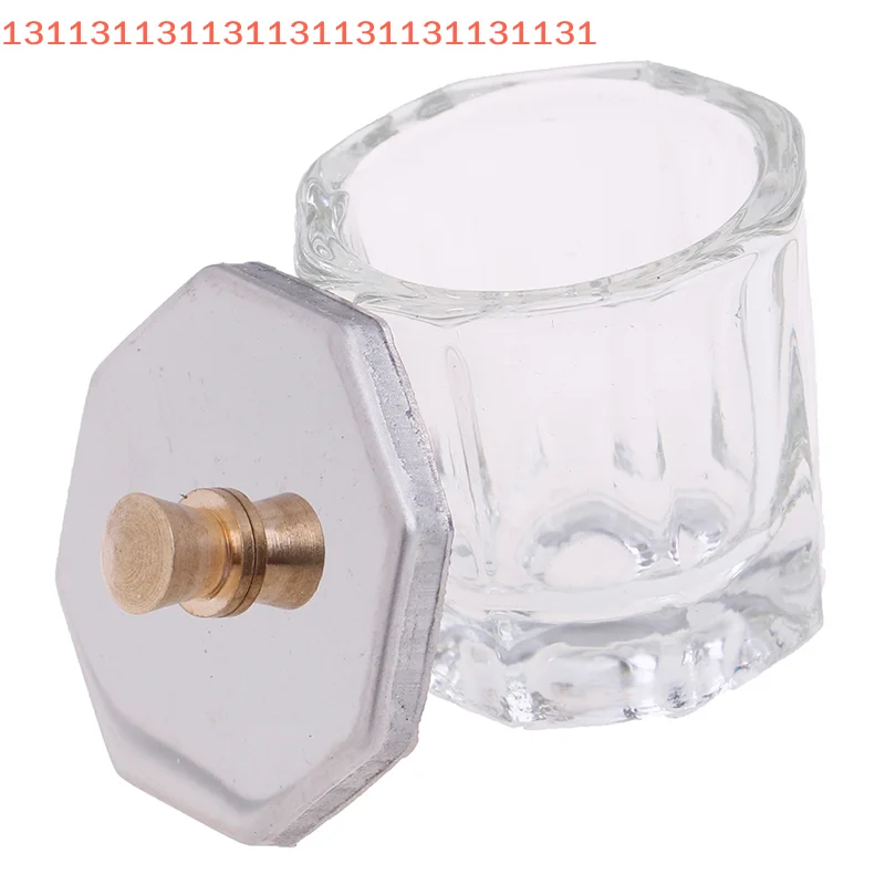 1X أدوات تجميل طبق دابن زجاجي على شكل مثمن مع غطاء معدني من الفولاذ المقاوم للصدأ