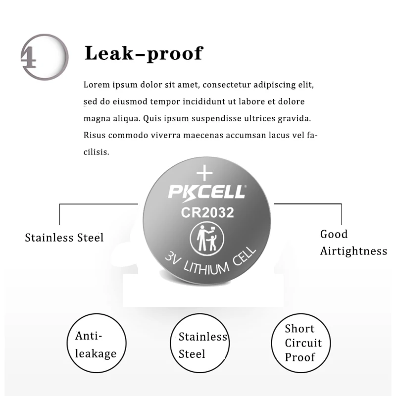 20Pcs/4Pack PKCELL CR2032 3V Lithium Button cell Battery 5004LC BR2032 DL2032 ECR2032 KECR2032, SB-T51  Lithium Batteries