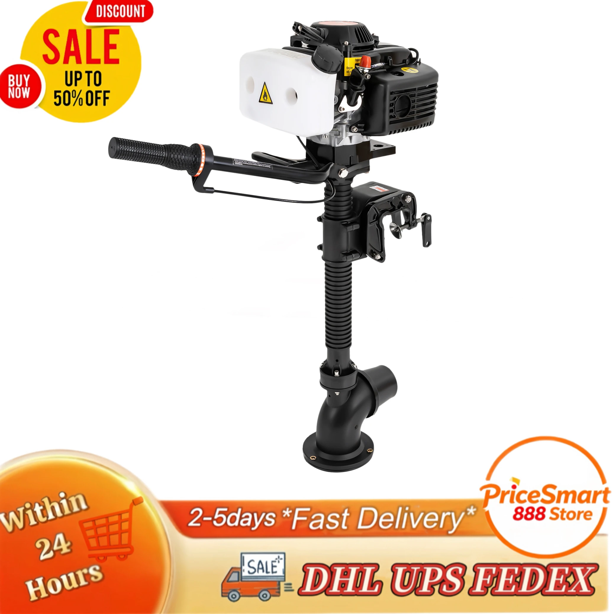 

55CC 2.9KW 4.0HP Aluminum Alloy Outboard Engine, 1 Cylinder, Tiller Control, Good Heat Dissipation, Variable Speed