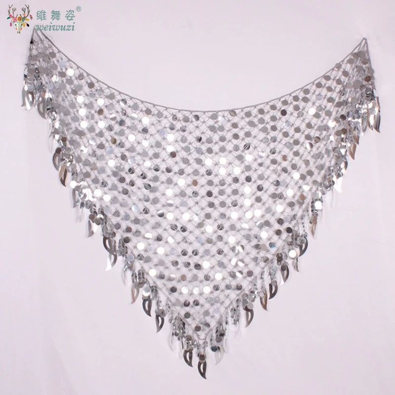 ملابس رقص البطن بلينغ تألق الترتر وشاح الورك القبلية هامش شرابة تنّورة ملفوفة حزام النساء Dancewear الإكسسوار بلون