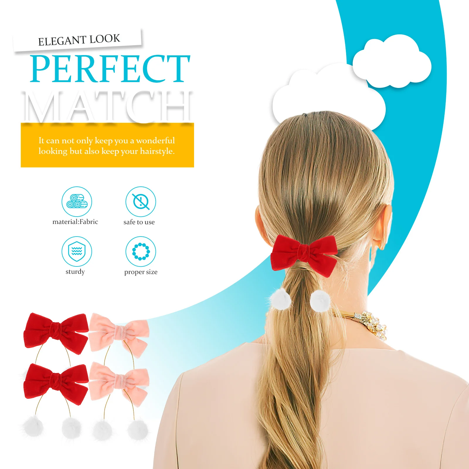 

Hair Clips With Bows Furry Ball Design Cute Christmas Accessories For Women Girls Styling Tools Wedding Party Graduation