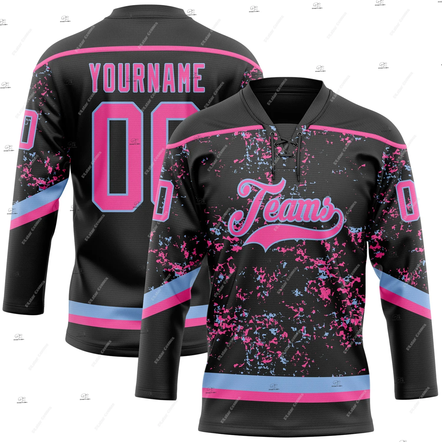 Custom Name Team Group Clothing Gradient Retro Vintage Lace Hockey Jersey Shirts 3DPrint Unisex Harajuku Casual Funny Pullover X view 5