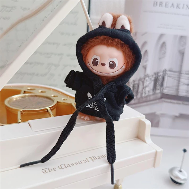 15 17 سنتيمتر ل Labubu دمية 4.0 الوحوش دبوس الحب سلسلة الكورية المعبود ADI هوديي الزي الملابس أحذية رياضية الملابس الإكسسوارات