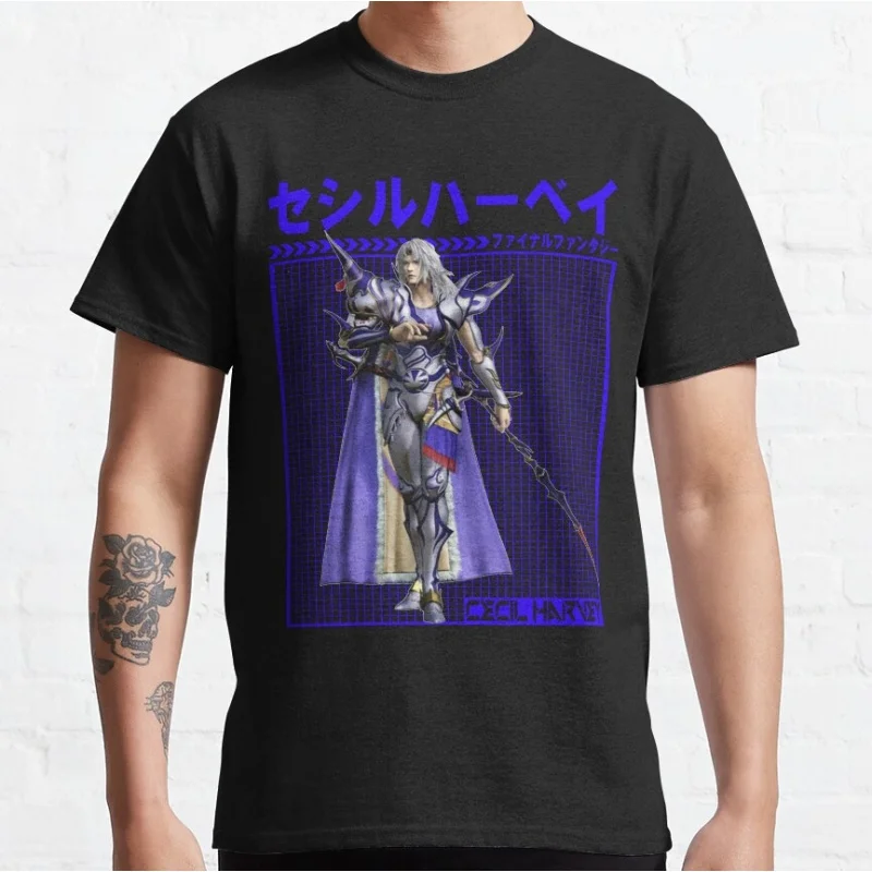 

FINAL FANTASY CECIL HARVEY Gift t shirt for RPG gamer 100% cotton printed tee Men's Short Sleeve Graphic Clothes All size tops