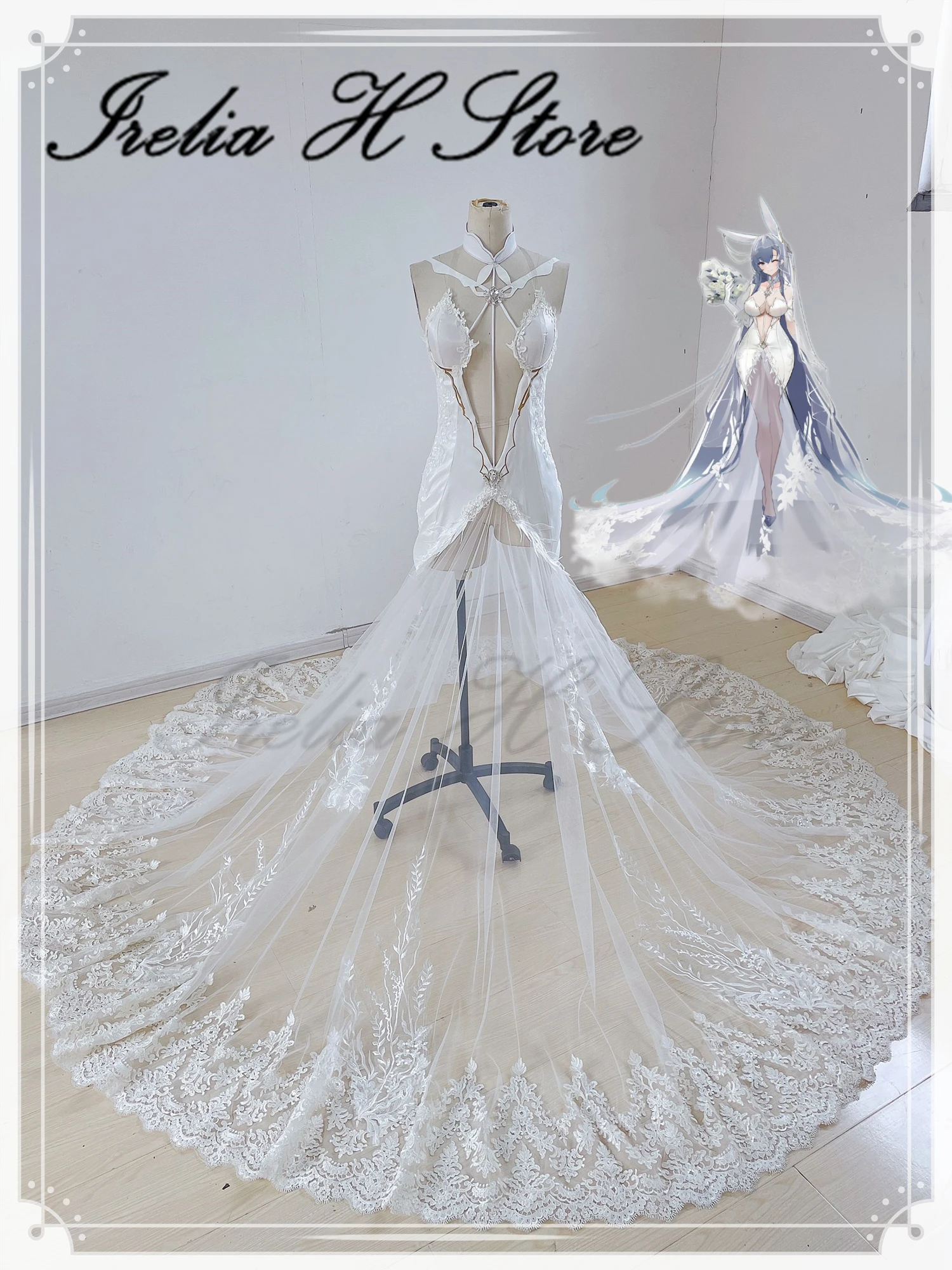 

Irelia H Store Custom made size Game Azur Lane USS New Jersey Cosplay Costume White Dress Bride Wedding dress female