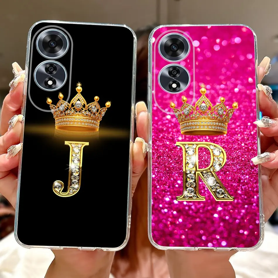 For OPPO A60 (CPH2631) Phone Case Oppo A60 4G 2024 Fashion New Crown Letter Soft Silicone Transparent TPU Cases