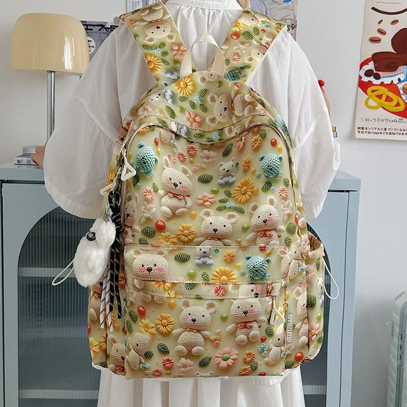 حقيبة ظهر كارتونية مطبوعة على طراز الحرم الجامعي حقائب طلاب المدارس الثانوية للنساء #4