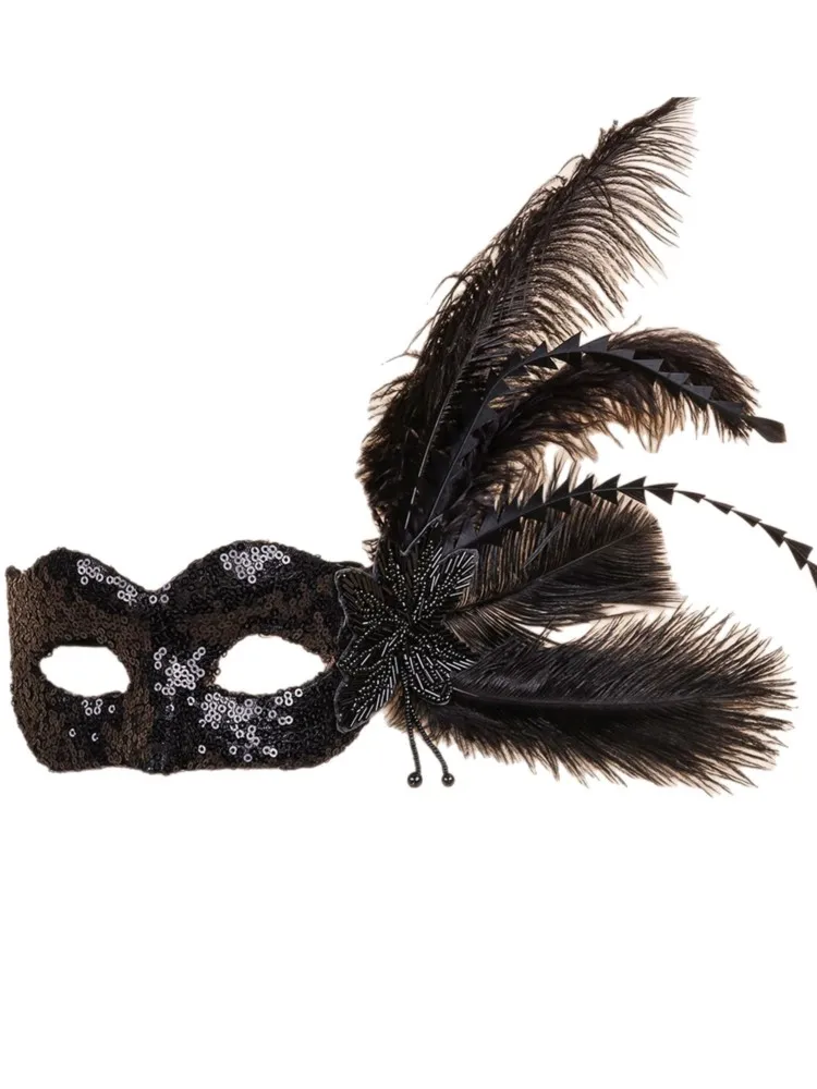 Masque pour les yeux Sexy plume paillettes gland vénitien mascarade bal Halloween fête déguisement accessoires de déguisement dame masque facial