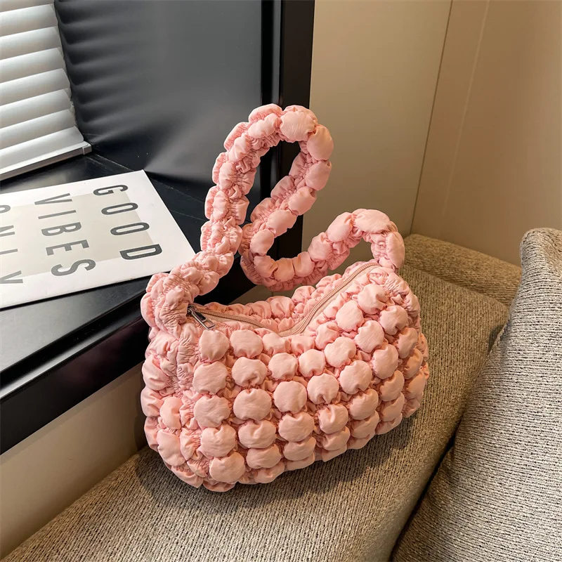 

Korean Style Women's Sweet Girly Shoulder Bag Fashion Casual Bubble Dumpling Fold Cloud Bag Exquisite