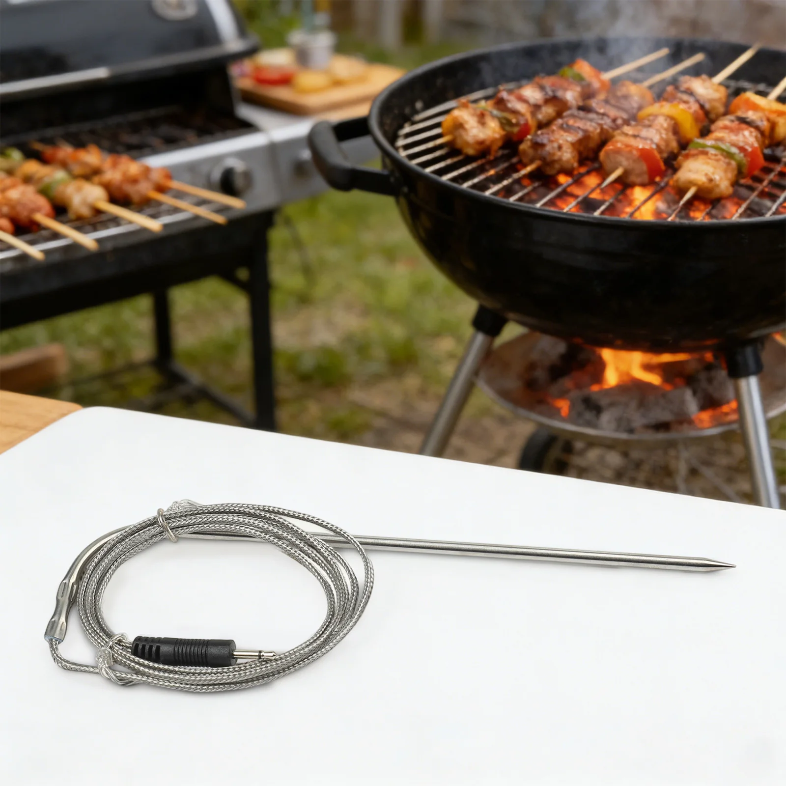 

High Temperature Sensors 130cm 4.26ft BBQ Thermometer Probes Temperature Range 0-300 C Continuous Monitoring 0-250 C