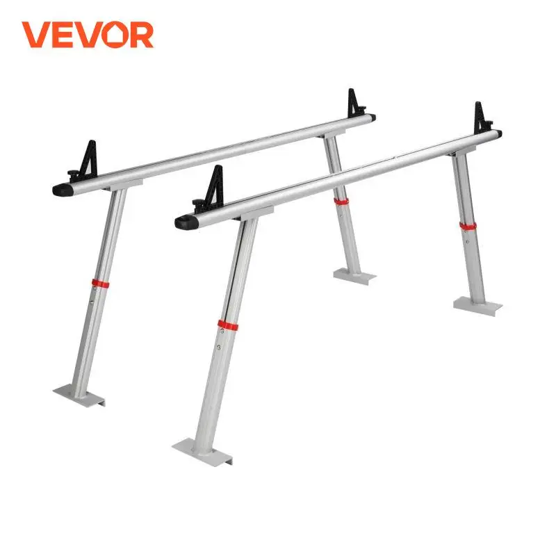 VEVOR Truck Rack, 800 lbs Capacity, 19-34in Adjustable Height, Aluminum Ladder Rack for Truck with 8 Non-Drilling C-clamps