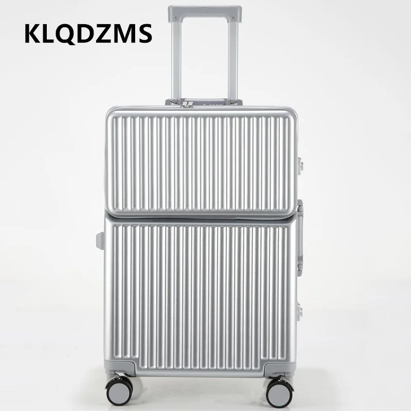 KLQDZMS Suitcase New Front Opening Laptop Boarding Case Aluminum Frame Trolley Case 20