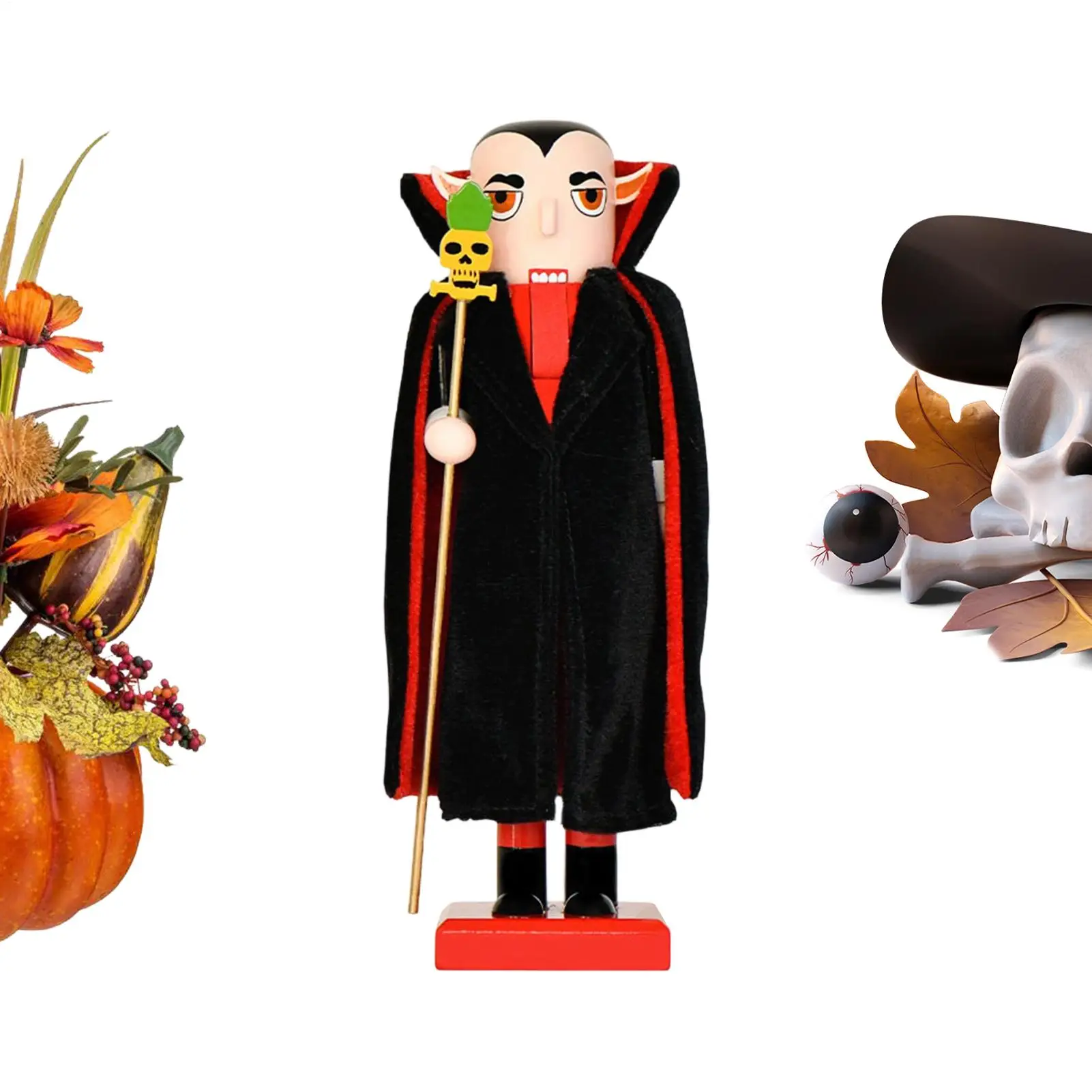 10 Inch Halloween Nutcracker Terrifying Vampire Statue Wooden Nutcracker Table Decorations Halloween Nutcracker Soldier Ornament
