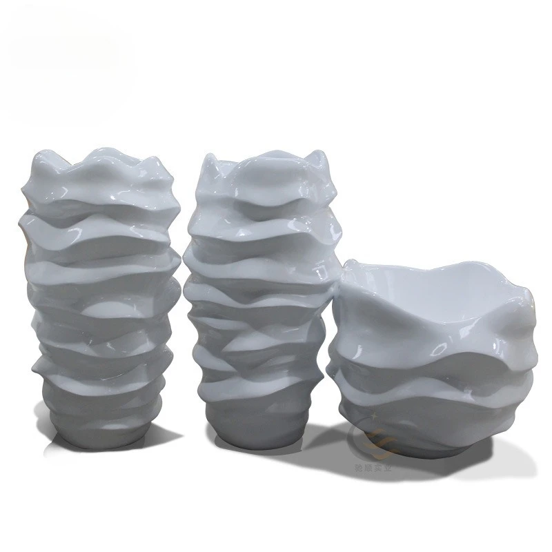 

FRP spiral flower box Nordic modern thread decorative flower pot hotel villa creative beauty and flower ware combination