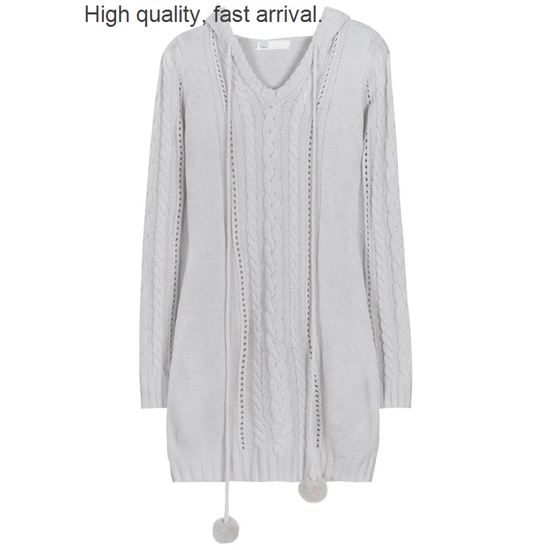 Retro White American Hooded Early Spring Knitted Dress Women's European and American Short Skirt