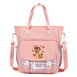 Bambi Girls Student Messenger Bag Casual Satchel Ladies Handbags Shoulder Bag Pouch Sweet Canvas Cross School Bags Purses