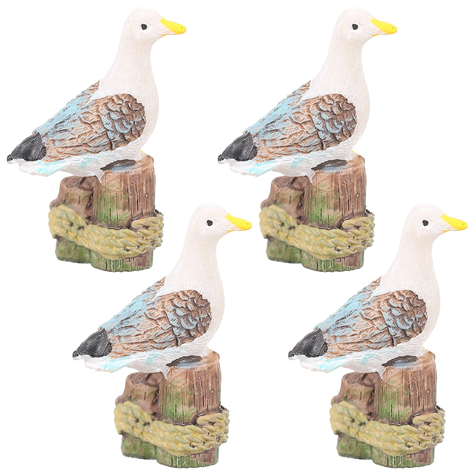 4 Pcs Miniature Seagull Decorative Figurines Resin Home Decor Fairy Garden nament Bird Statues Photo Props Tabletop Accessories