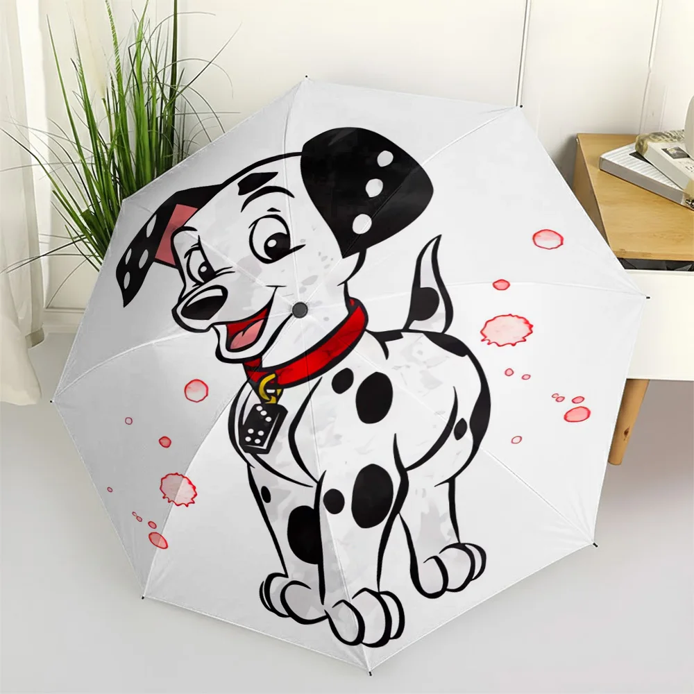 

Disney 101 Dalmatians Puppy with Red Collar Cartoon Print Automatic Folding Umbrella, Portable Waterproof Windproof Travel Umbre
