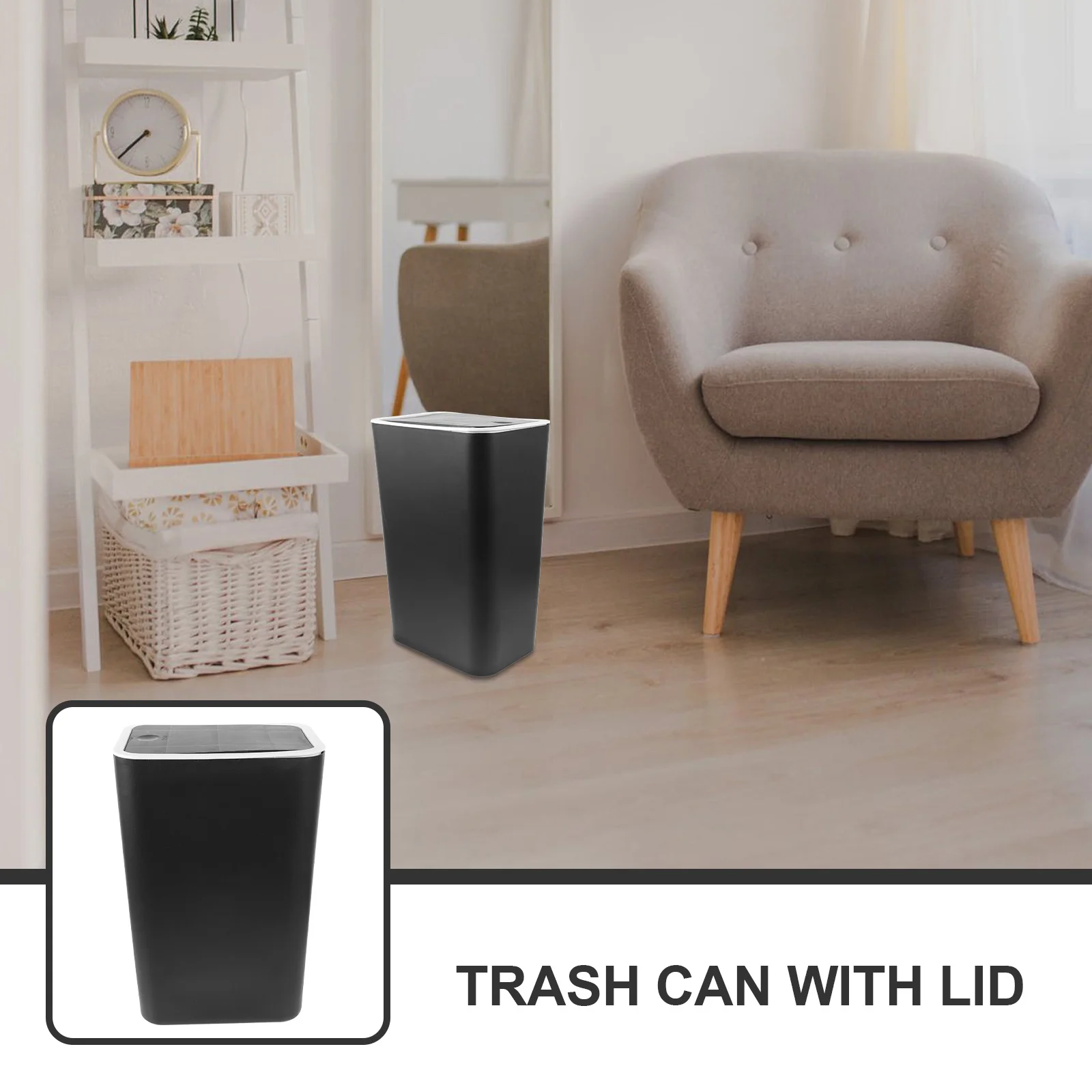 

Press Trash Can Bathroom Lidded Dust Bin for Kitchen Garbage Portable Cans Small