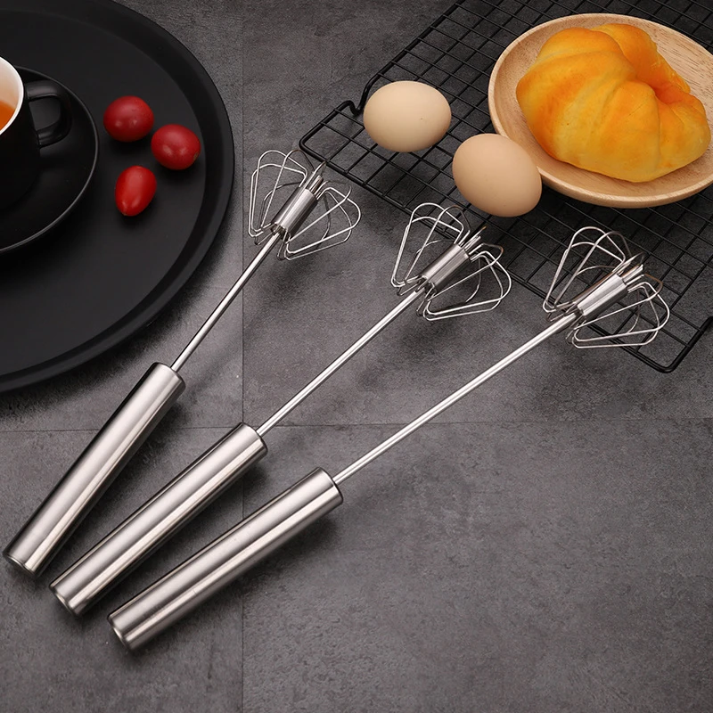 Stainless Egg Beater Semi-automatic Rotating Manual Egg Stiring Cream Whisk Hand-held Mixer Kitchen Baking Gadgets