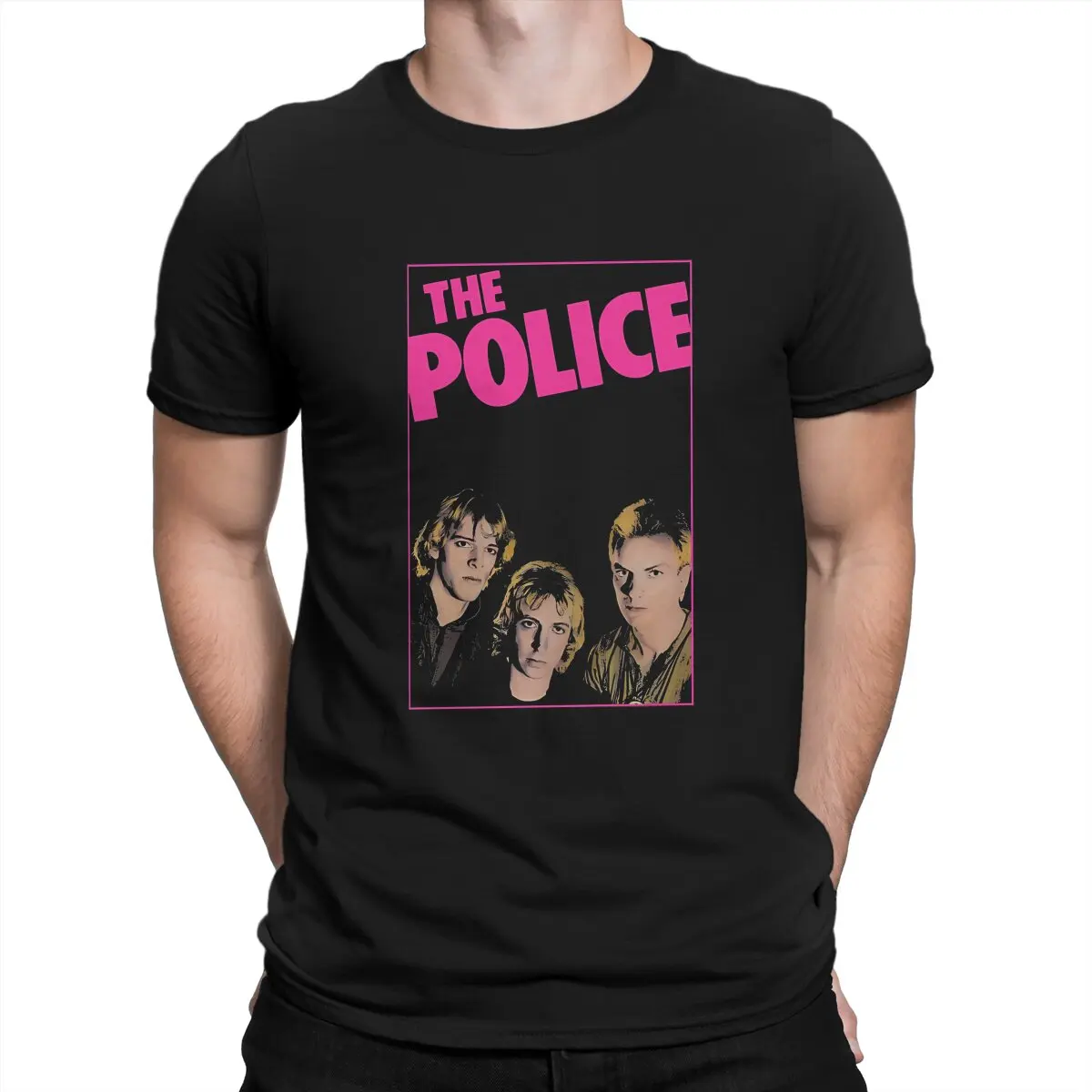 Funny Pink The  Vintage T-Shirt for Men Round Neck T Shirt The Police Band Short Sleeve Tee Shirt Unique Clothing