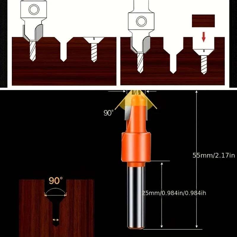 8mm Round Shank Countersink Drill Bits Set 2.8mm and 3.5mm Blades for Screw Hole Drilling with Hex Key