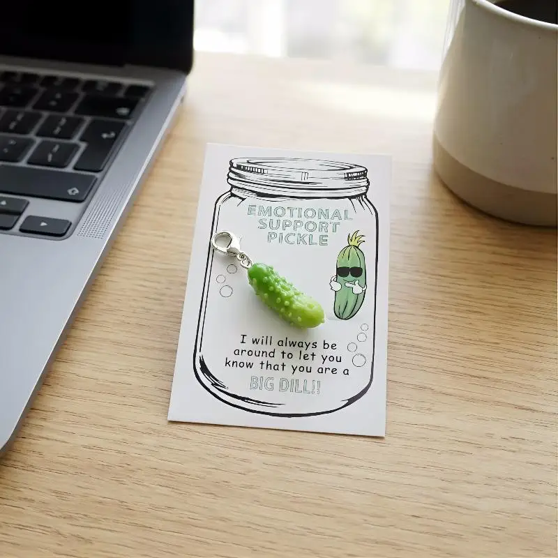 Mini Emotional Pickle Resin Keychain Vegetable Positive Cucumber Pendant Key Ring Charm Gift