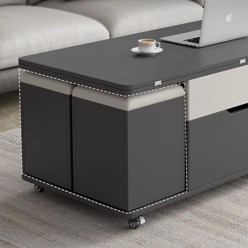 Elevating multifunctional coffee table, dining table, integrated folding living room storage table, coffee table table