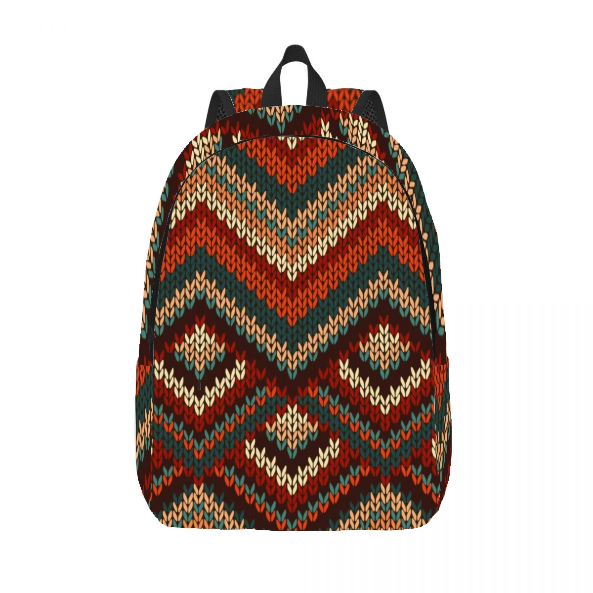 Mochila Boho Chic Zigzag, mochila leve casual para laptop, mochila de lona ao ar livre para homens e mulheres