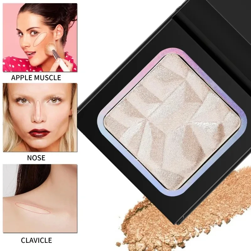 Logo personalizzato Evidenziatore Custodia per ombretti Bronzer viso Tavolozza brillante Trucco Glow Contorno viso Cosmetici in polvere luccicante