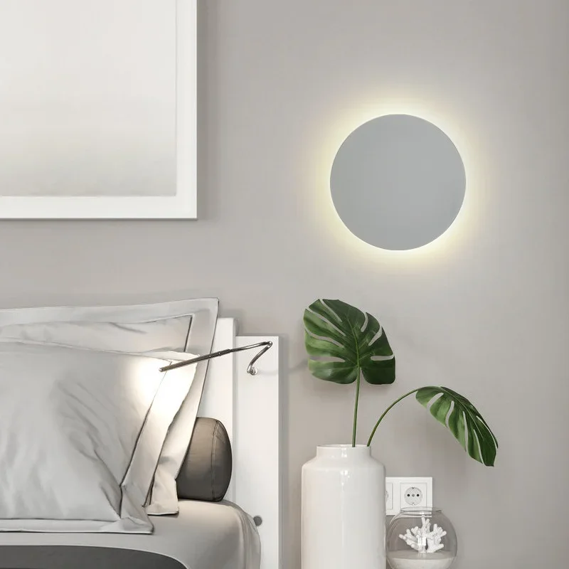 Modern Round Wall Lamp Bedroom Bedside Living Room Background Corridor Hallway Staircase Eclipse Light Led Sconce Lighting